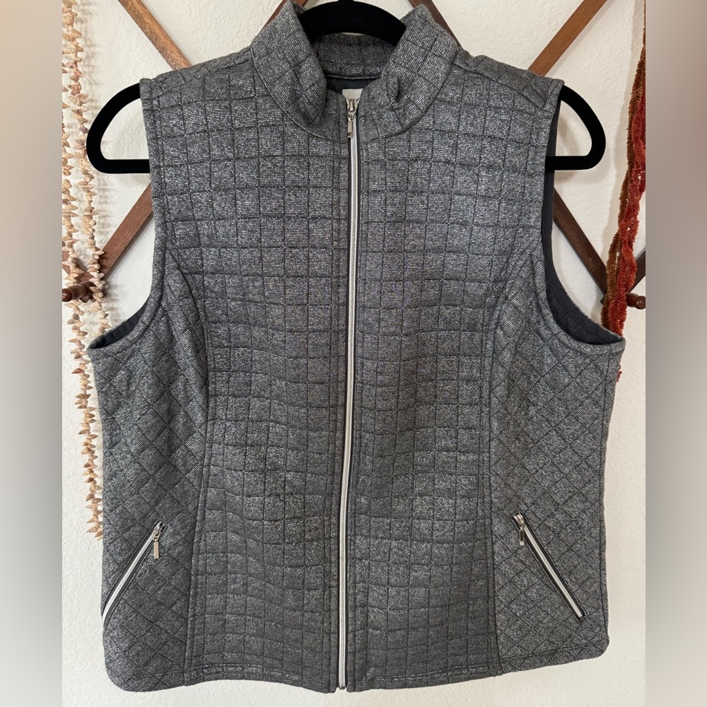 Zenergy by Chico’s Quilted Metallic Gray Vest